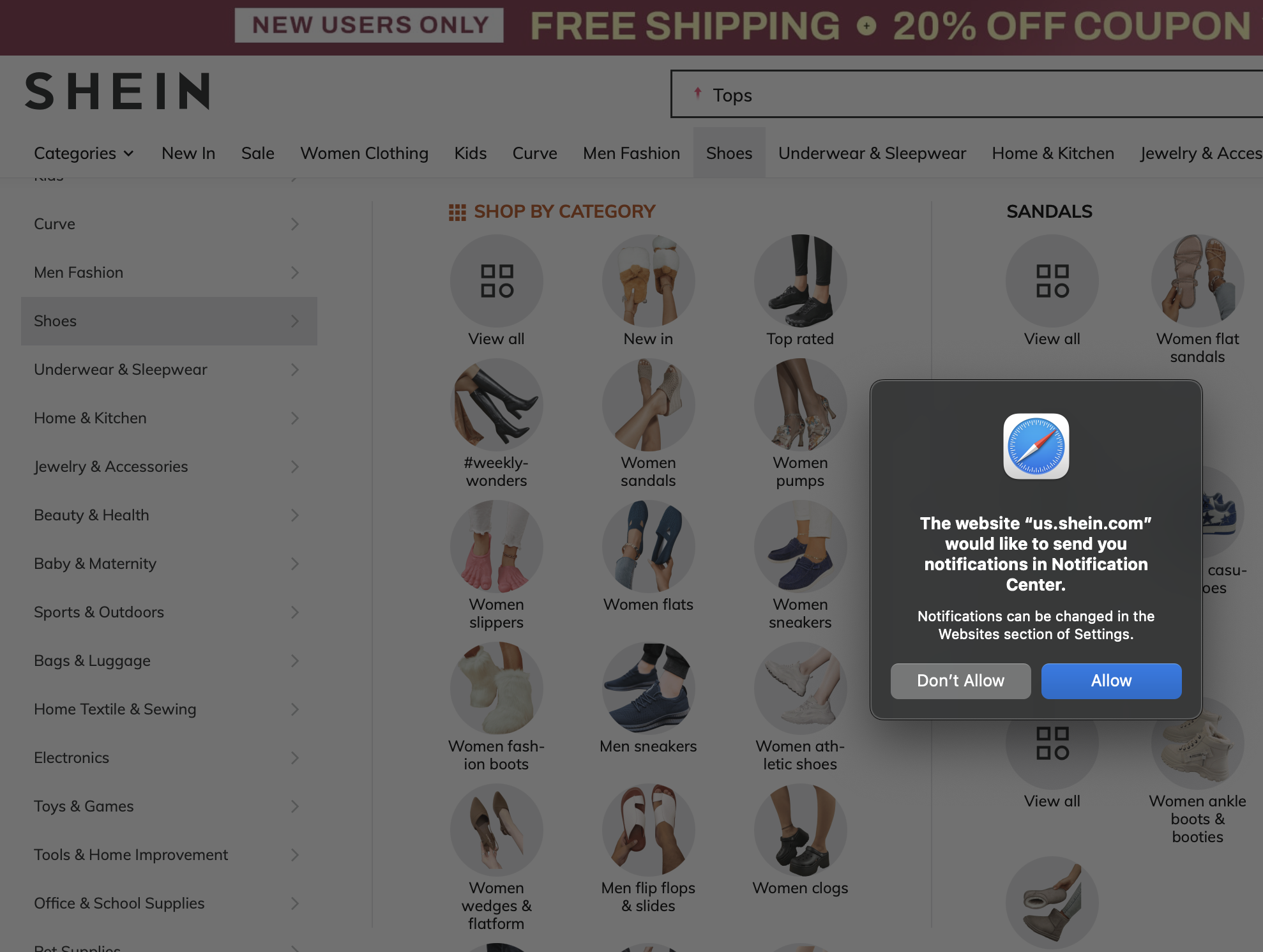 ecommerce website features push notifications